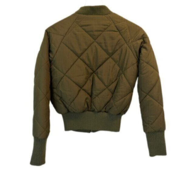 Silence + Noise | Olive Green Zip Front Quilted Bomber Jacket Size XS - Picture 6 of 7